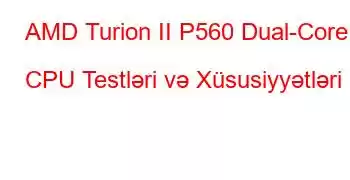 AMD Turion II P560 Dual-Core CPU Testləri və Xüsusiyyətləri